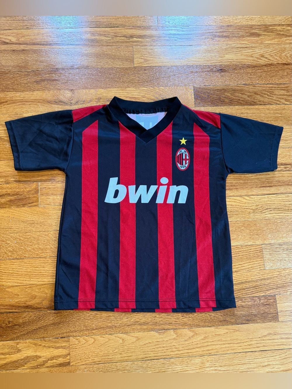Ronaldinho AC Milan Youth Medium Soccer Football Retro Jersey 15x19 - Picture 3 of 7